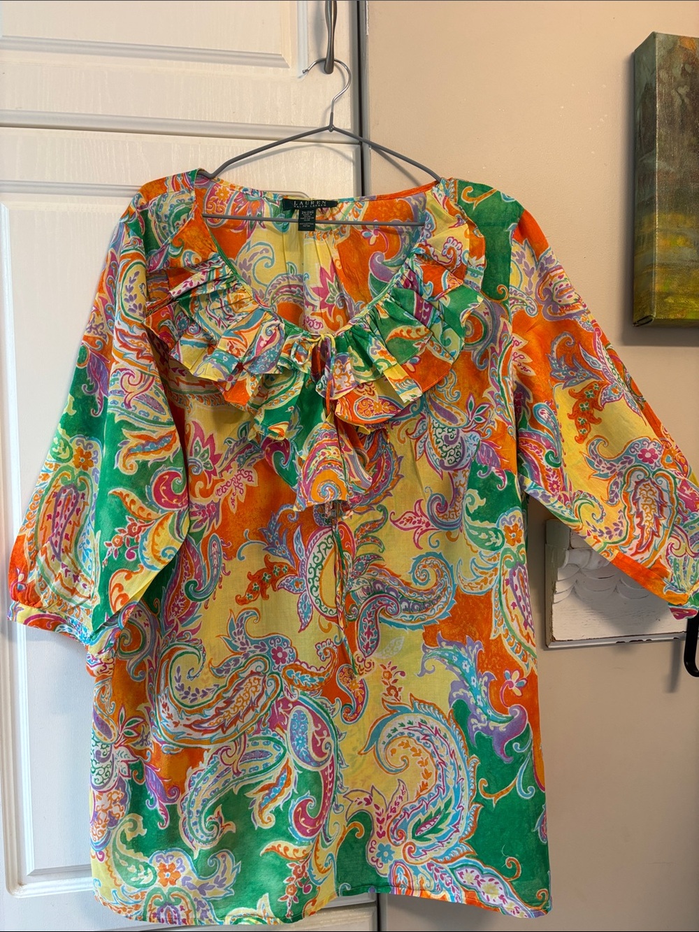 Ralph Lauren cotton boho ruffle blouse